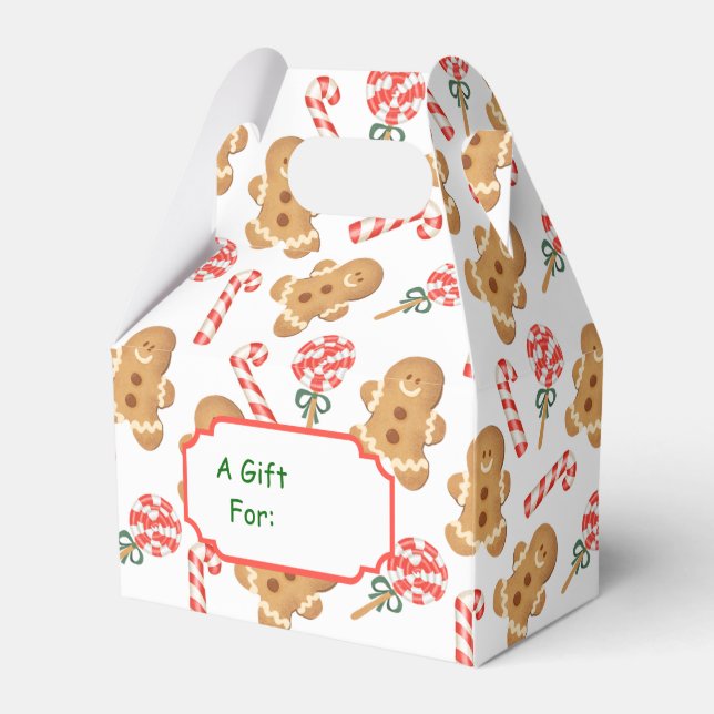 Gingerbread Man Candy Cane Weihnachtsmuster Geschenkschachtel (Vorderseite)