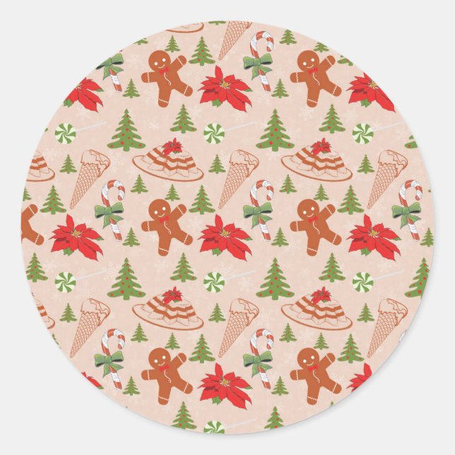 Gingerbread Man, Candy mints and ice cream Runder Aufkleber (Vorderseite)