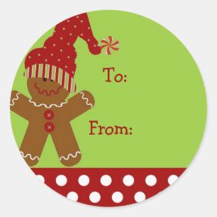 Gingerbread Man Chirstmas-Geschenk-Tag Runder Aufkleber