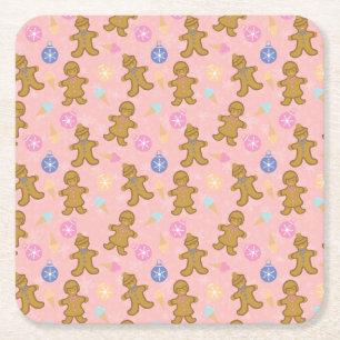 Gingerbread Man, Christmas balls Rechteckiger Pappuntersetzer