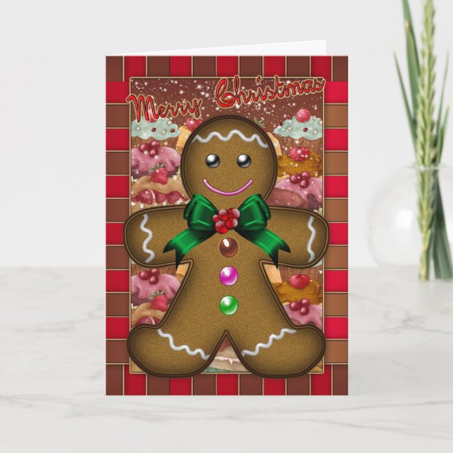 Gingerbread Man Christmas Card - Frohe Weihnachten (Vorderseite)