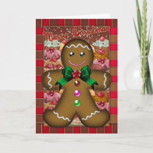 Gingerbread Man Christmas Card - Frohe Weihnachten