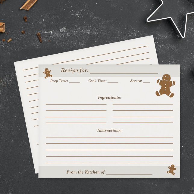 Gingerbread Man Christmas Cookie Rezept Karte (Gingerbread Man Christmas Cookie Recipe Card)