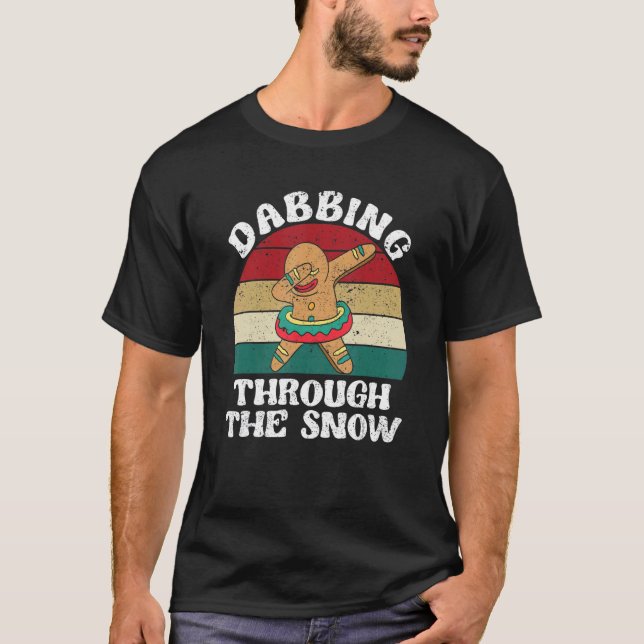 Gingerbread Man Christmas Dab Dance Dabbing Throug T-Shirt (Vorderseite)
