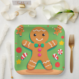Gingerbread Man Christmas Holiday Paper Plate Pappteller