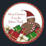 Gingerbread Man Christmas Labels Runder Aufkleber<br><div class="desc">com</div>