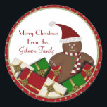 Gingerbread Man Christmas Labels Runder Aufkleber<br><div class="desc">com</div>