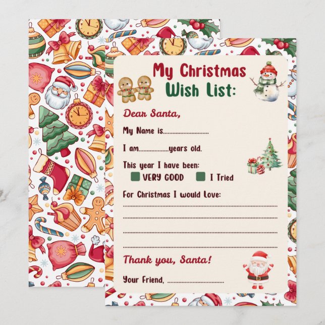 Gingerbread Man Christmas Letter to Santa  Einladung (Vorne/Hinten)