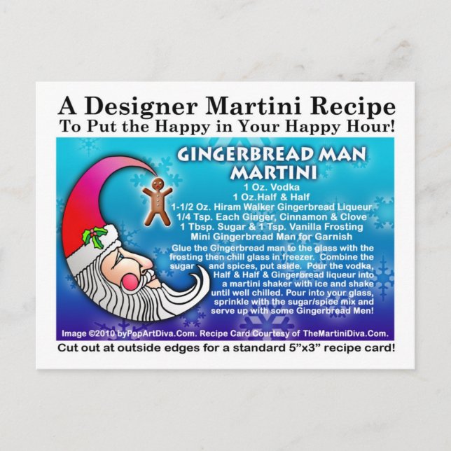 Gingerbread Man Christmas Martini Rezept Postkarte (Vorderseite)