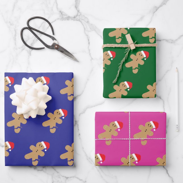 Gingerbread Man Christmas Pattern Geschenkpapier Set (Vorderseite)