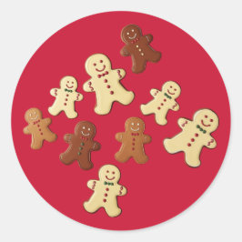 Gingerbread Man Christmas Red Runder Aufkleber