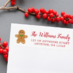 Gingerbread Man Christmas Rücksendeadresse<br><div class="desc">Niedlicher Lebkuchenmann Rücksendeadressen-Aufkleber perfekt für Ihre Urlaubspost. Personalisieren Sie diese Weihnachtsmarken einfach mit Ihrem Namen und Ihrer Adresse.</div>