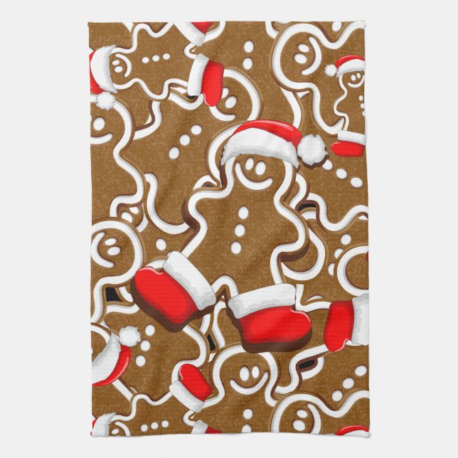Gingerbread Man Christmas Santa Claus Geschirrtuch (Vertikal)