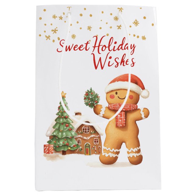 Gingerbread man Christmas Tree Mittlere Geschenktüte (Vorderseite)