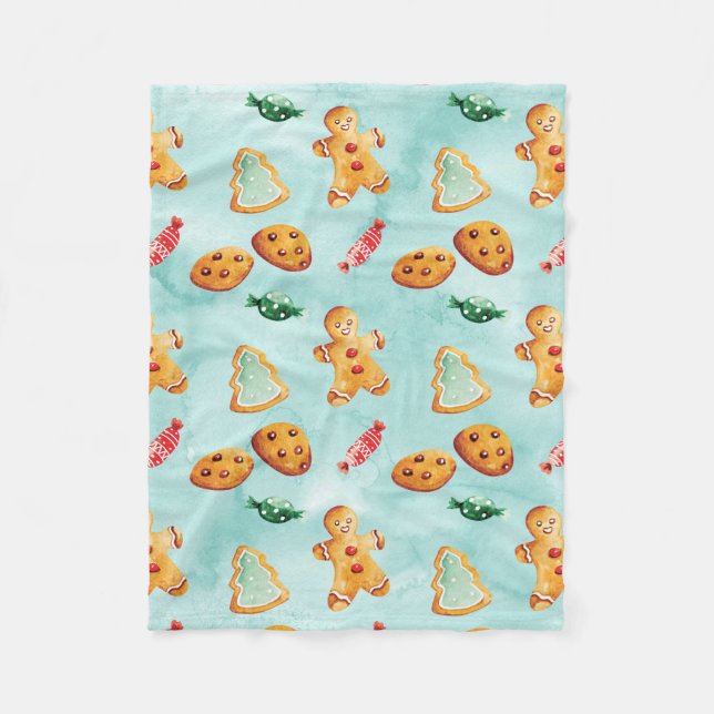 Gingerbread Man Christmas Tree Pattern Fleecedecke (Vorderseite)