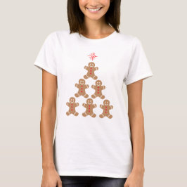 Gingerbread Man Christmas Tree Rote Sternenkekse T-Shirt