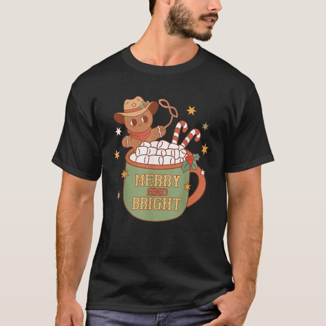 Gingerbread Man Cocoa Marshmallows Cowboy Western T-Shirt (Vorderseite)