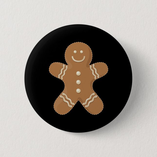 Gingerbread Man Cookie Biscuit Futter Weihnachten Button (Vorderseite)