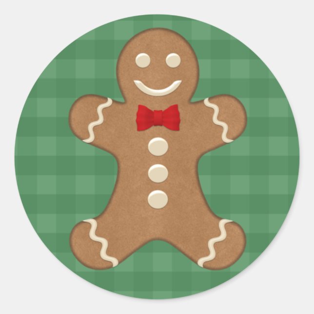 Gingerbread Man Cookie Holiday Runder Aufkleber (Vorderseite)