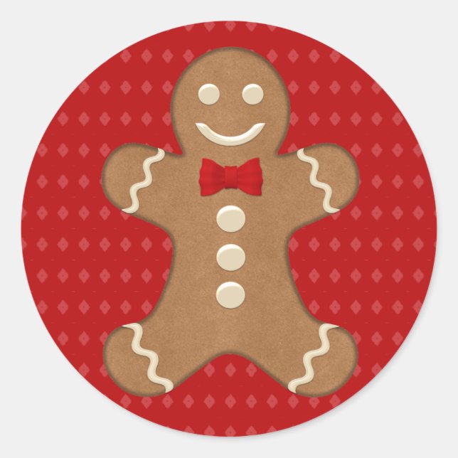 Gingerbread Man Cookie Holiday Runder Aufkleber (Vorderseite)