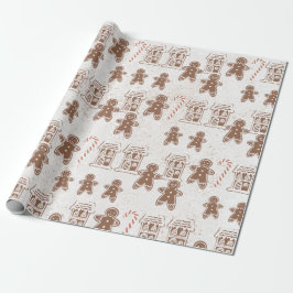 Gingerbread Man Cookie Men House Weihnachtsfeierta Geschenkpapier
