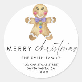 Gingerbread man cookie Rücksendeadresse Umschlag Runder Aufkleber