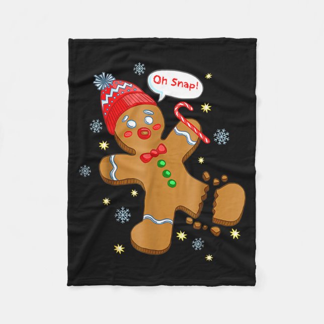 Gingerbread Man Cookie Ugly Sweater Oh Snap Christ Fleecedecke (Vorderseite)