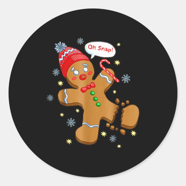 Gingerbread Man Cookie Ugly Sweater Oh Snap Christ Runder Aufkleber (Vorderseite)