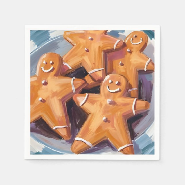 Gingerbread Man Cookies | Frohe Weihnachten Serviette (Vorderseite)