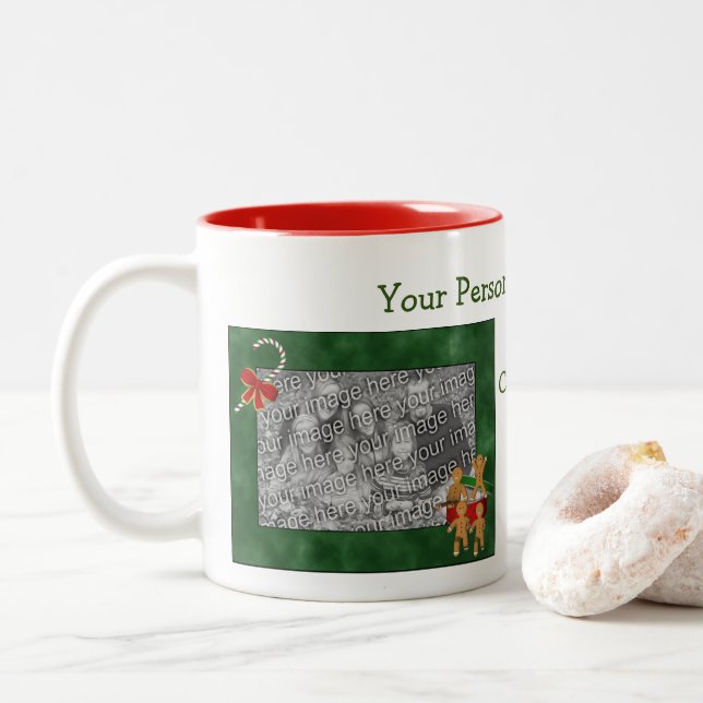 Gingerbread Man Cookies Holiday Foto Zweifarbige Tasse (Mit Donut)