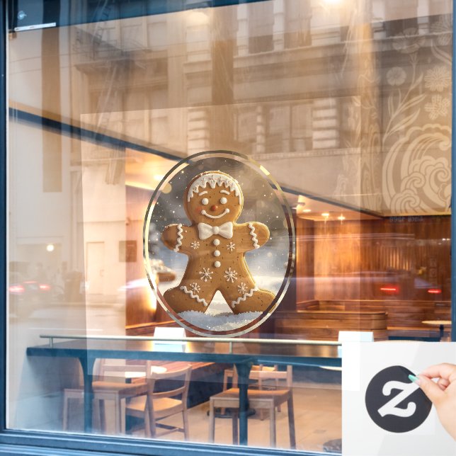 Gingerbread Man Cookies Whimsical Christmas Fensteraufkleber (Café-Fenster)