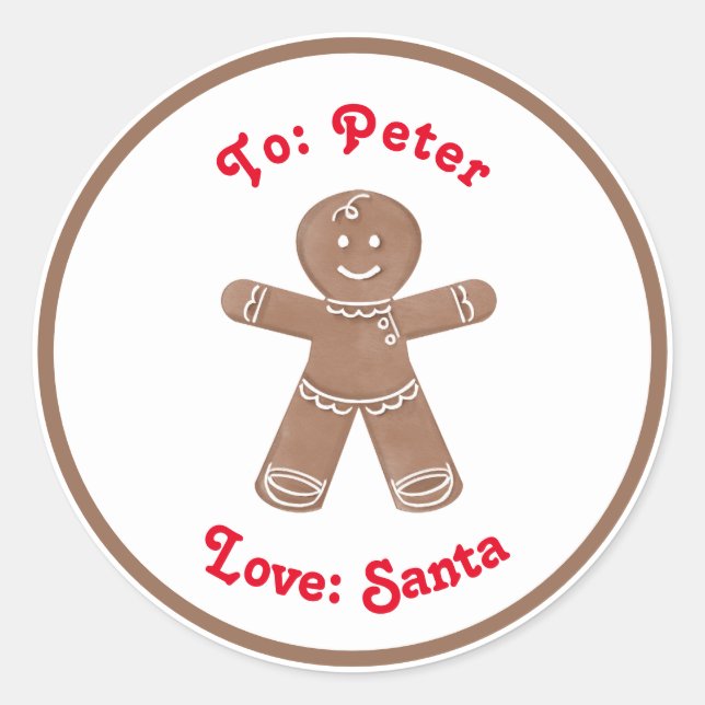 Gingerbread Man Custom Gift Tag Sticker (Vorderseite)