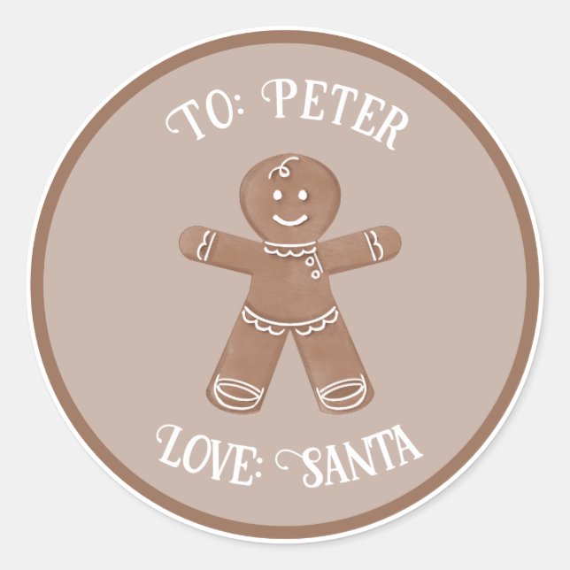 Gingerbread Man Custom Gift Tag Sticker (Vorderseite)