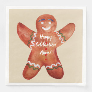 Gingerbread Man Custom Text Napkins Serviette