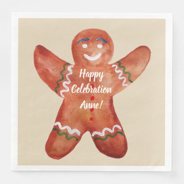 Gingerbread Man Custom Text Napkins Serviette (Vorderseite)