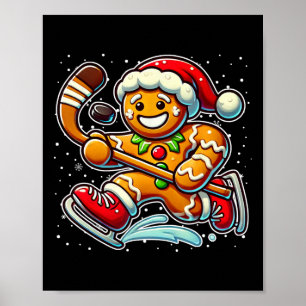 Gingerbread Man Eishockey Lustiges Weihnachten San Poster