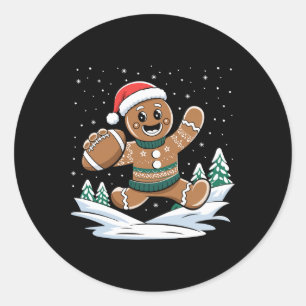 Gingerbread Man Football Ugge Christmas Pajamas Co Runder Aufkleber