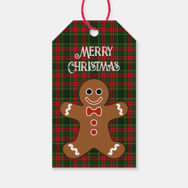 Gingerbread Man Frohe Weihnachtsgeschenke Tags Geschenkanhänger (Vorderseite)
