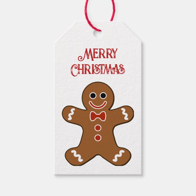 Gingerbread Man Frohe Weihnachtsgeschenke Tags Geschenkanhänger (Vorderseite)