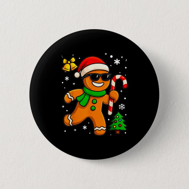 Gingerbread Man Funny Christmas Cookie Costume Bak Button (Vorderseite)