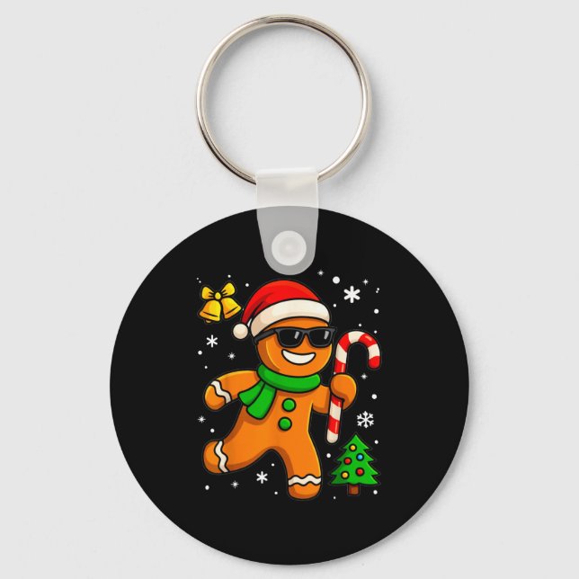 Gingerbread Man Funny Christmas Cookie Costume Bak Schlüsselanhänger (Vorderseite)