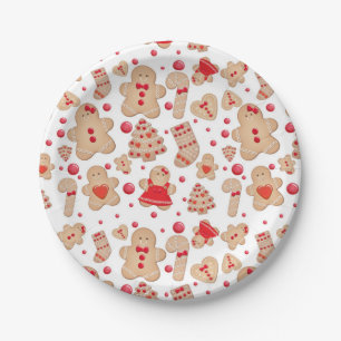 Gingerbread Man Gebackene Kekse Rustikal Whimsical Pappteller