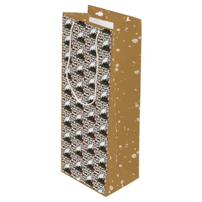 Gingerbread Man Geschenktüte Für Weinflaschen (Vorderseite Schrägansicht)