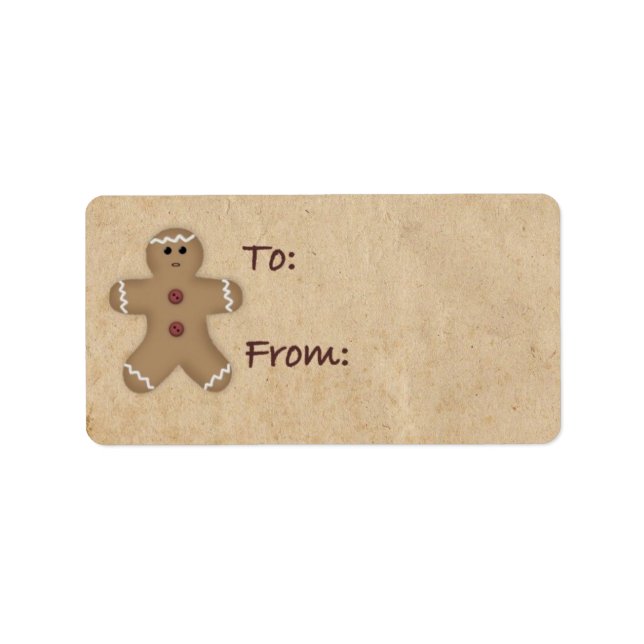 Gingerbread Man Gift Label Adressaufkleber (Vorne)
