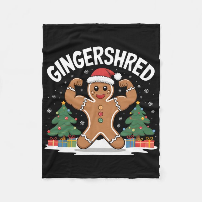 Gingerbread Man Gingershred Funny Gym Workout Chri Fleecedecke (Vorderseite)