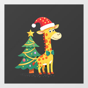 Gingerbread Man Giraffe Santa Hut Weihnachtsbaum T Fensteraufkleber
