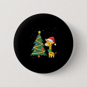 Gingerbread Man Giraffe Weihnachtsmann Hut Weihnac Button