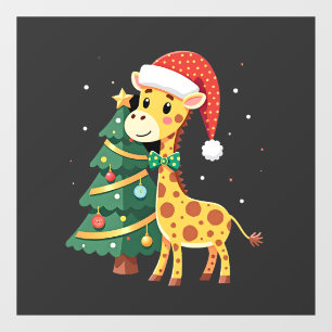 Gingerbread Man Giraffe Weihnachtsmann Hut Weihnac Fensteraufkleber