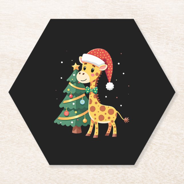 Gingerbread Man Giraffe Weihnachtsmann Hut Weihnac Untersetzer (Vorderseite)