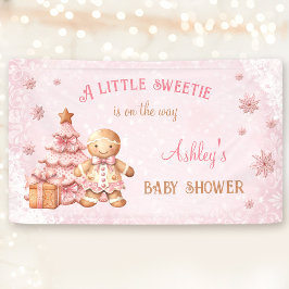 Gingerbread Man Girl Pink Weihnachtsdusche Banner